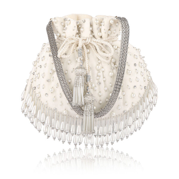 Silver Peal Drops Potli Bag