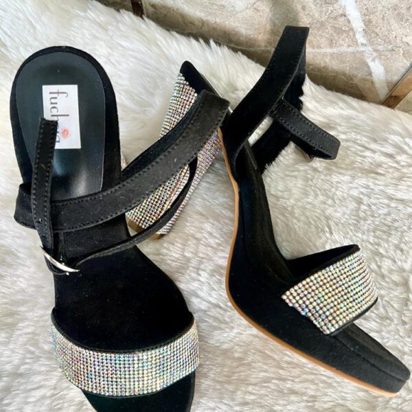 BLACK CRISTAL BLOCK HEEL