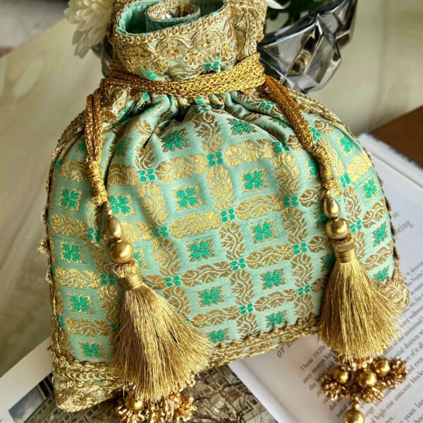 GREEN BANARAS POTLI BAG